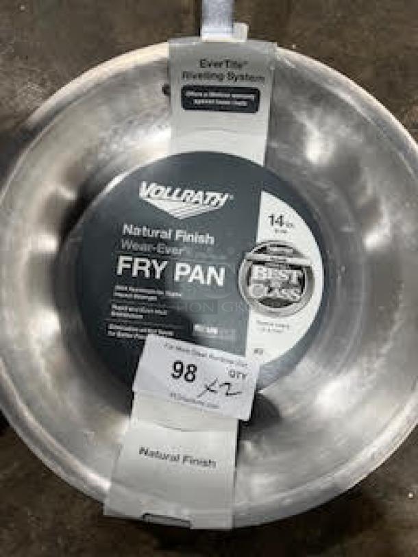 BRAND NEW! Vollrath Wear-Ever Series Commercial Aluminum Natural Finish 14" Fry Pan! With Vollrath Commercial Aluminum 7.5" Sauté Pan! 2X Your Bid! - Image 2 of 3