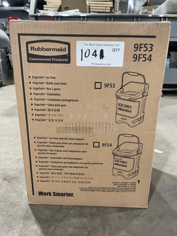 BRAND NEW! Rubbermaid Commercial Blue-Tint 5.5 Gal. Ice Tote! With Ergonomic Handle & Rear Bin Hook Adapter! Model: 9F54! - Image 2 of 6