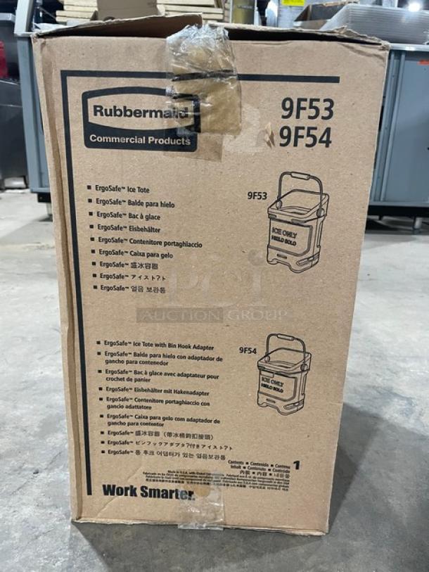 BRAND NEW! Rubbermaid Commercial Blue-Tint 5.5 Gal. Ice Tote! With Ergonomic Handle & Rear Bin Hook Adapter! Model: 9F54! - Image 3 of 6