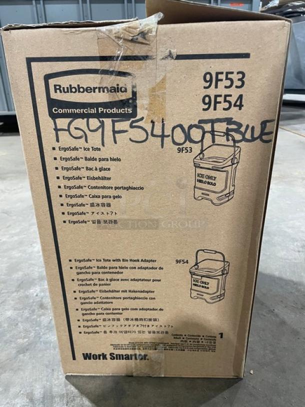 BRAND NEW! Rubbermaid Commercial Blue-Tint 5.5 Gal. Ice Tote! With Ergonomic Handle & Rear Bin Hook Adapter! Model: 9F54! - Image 5 of 6