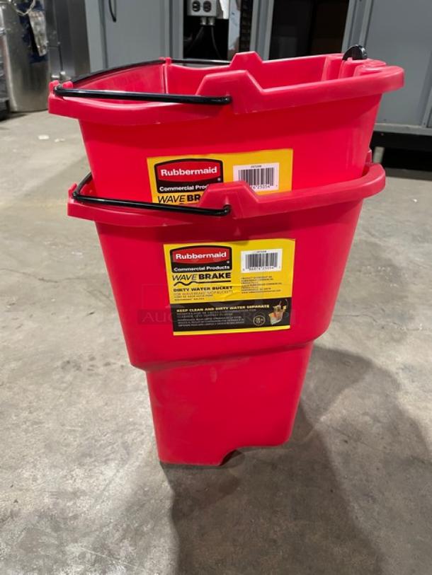 BRAND NEW! Rubbermaid Wave Brake Series Commercial Red 18 Qt. Dirty Water/Mop Bucket! With Pail Style Handle! 2X Your Bid! - Image 3 of 6