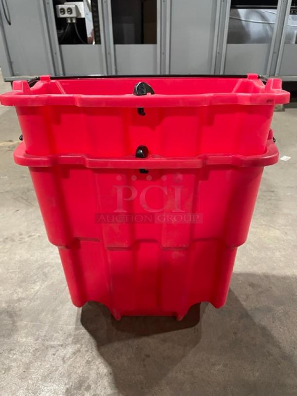 BRAND NEW! Rubbermaid Wave Brake Series Commercial Red 18 Qt. Dirty Water/Mop Bucket! With Pail Style Handle! 2X Your Bid! - Image 4 of 6