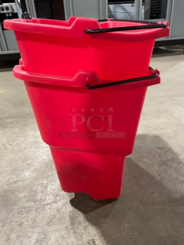 BRAND NEW! Rubbermaid Wave Brake Series Commercial Red 18 Qt. Dirty Water/Mop Bucket! With Pail Style Handle! 2X Your Bid! - Image 5 of 6