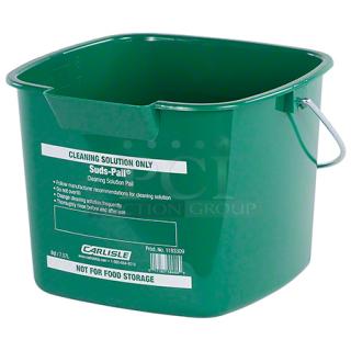 BRAND NEW! Carlisle Commercial Green 3 Qt. Suds Pail/Mop Bucket! With Plastic Grip Handles! 6X Your Bid!