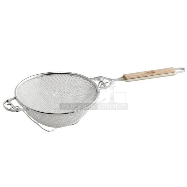 BRAND NEW! Tablecraft Commercial Heavy-Duty Reinforced 8.75" Double Mesh Tin Strainer! With Wooden Handle! Model: 1021! 4X Your Bid! - Image 1 of 5