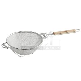 BRAND NEW! Tablecraft Commercial Heavy-Duty Reinforced 8.75" Double Mesh Tin Strainer! With Wooden Handle! Model: 1021! 4X Your Bid!