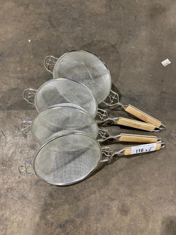 BRAND NEW! Tablecraft Commercial Heavy-Duty Reinforced 8.75" Double Mesh Tin Strainer! With Wooden Handle! Model: 1021! 4X Your Bid! - Image 4 of 5