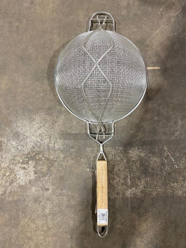 BRAND NEW! Tablecraft Commercial Heavy-Duty Reinforced 8.75" Double Mesh Tin Strainer! With Wooden Handle! Model: 1021! 4X Your Bid! - Image 5 of 5