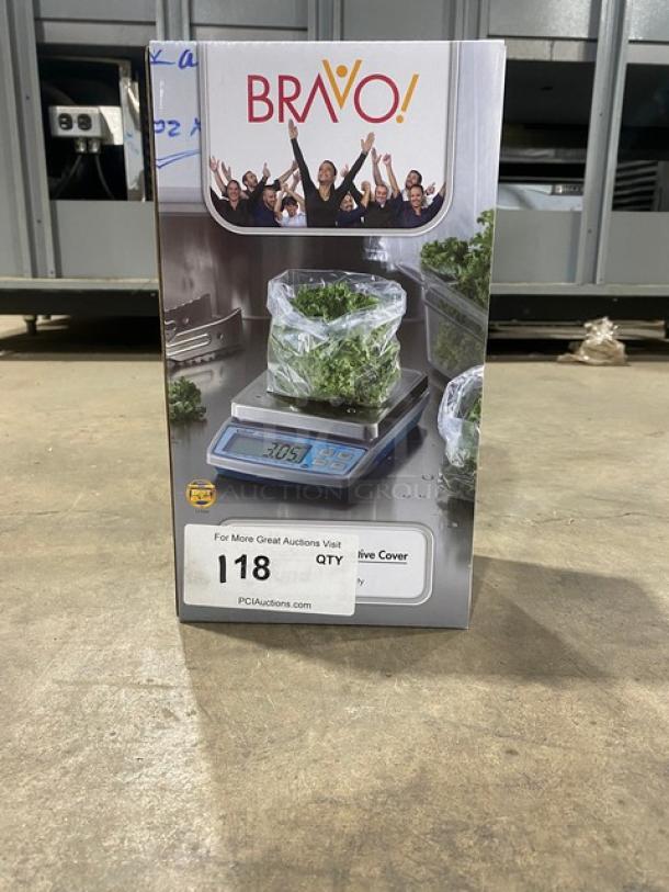 BRAND NEW! Edlund Bravo Series Commercial Electric Powered Countertop 10 Lb. Digital Portion Scale! With ClearShield Protective Cover! With Digital LCD Display!  Model: BRV-160 SN: 014876! - Image 2 of 6
