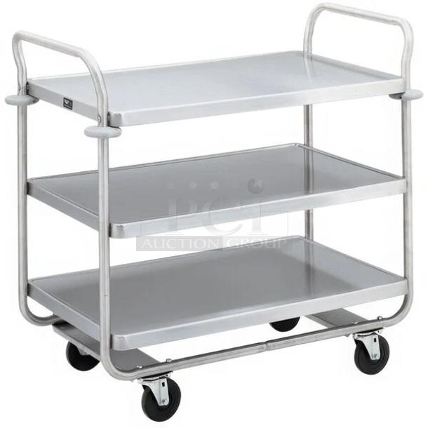 BRAND NEW! Vollrath Caravelle Series Commercial Chrome Plated 3-Tier Tubular Heavy-Duty Utility/Bussing Cart! With 500 Lb. Capacity! With U Shaped Frame & Donut Bumpers! Model: 97168 SN: 02320VK! On Casters! - Image 1 of 6