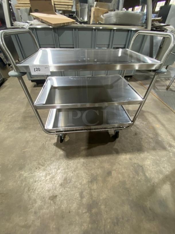 BRAND NEW! Vollrath Caravelle Series Commercial Chrome Plated 3-Tier Tubular Heavy-Duty Utility/Bussing Cart! With 500 Lb. Capacity! With U Shaped Frame & Donut Bumpers! Model: 97168 SN: 02320VK! On Casters! - Image 2 of 6