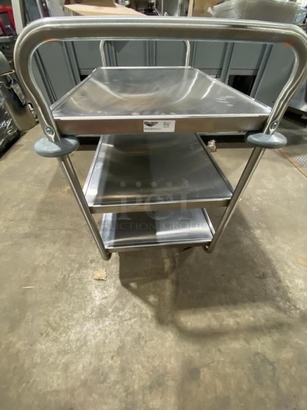 BRAND NEW! Vollrath Caravelle Series Commercial Chrome Plated 3-Tier Tubular Heavy-Duty Utility/Bussing Cart! With 500 Lb. Capacity! With U Shaped Frame & Donut Bumpers! Model: 97168 SN: 02320VK! On Casters! - Image 3 of 6