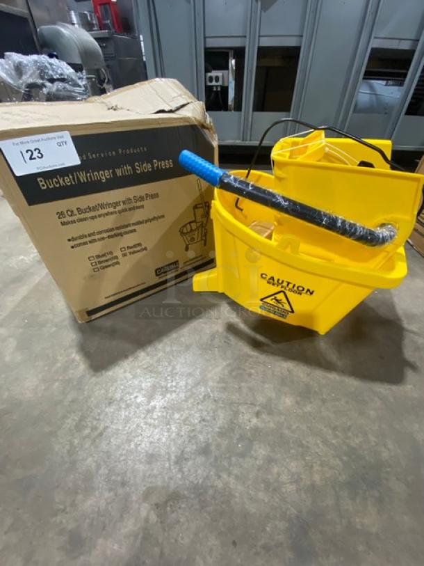 BRAND NEW! Carlisle Commercial Yellow 26 Qt. Mop Bucket! With Side Press Wringer! Model: 3690804! On Casters! - Image 5 of 6