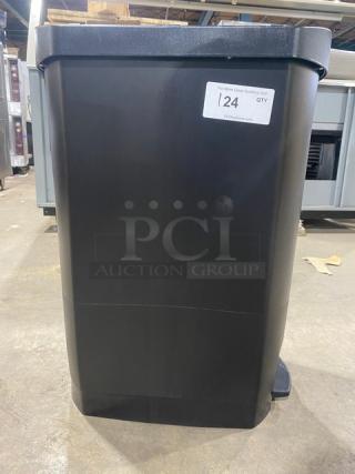 BRAND NEW! Rubbermaid Commercial Black Free-Standing Waste/Trash Container! With Step-On Lid-Open Function!