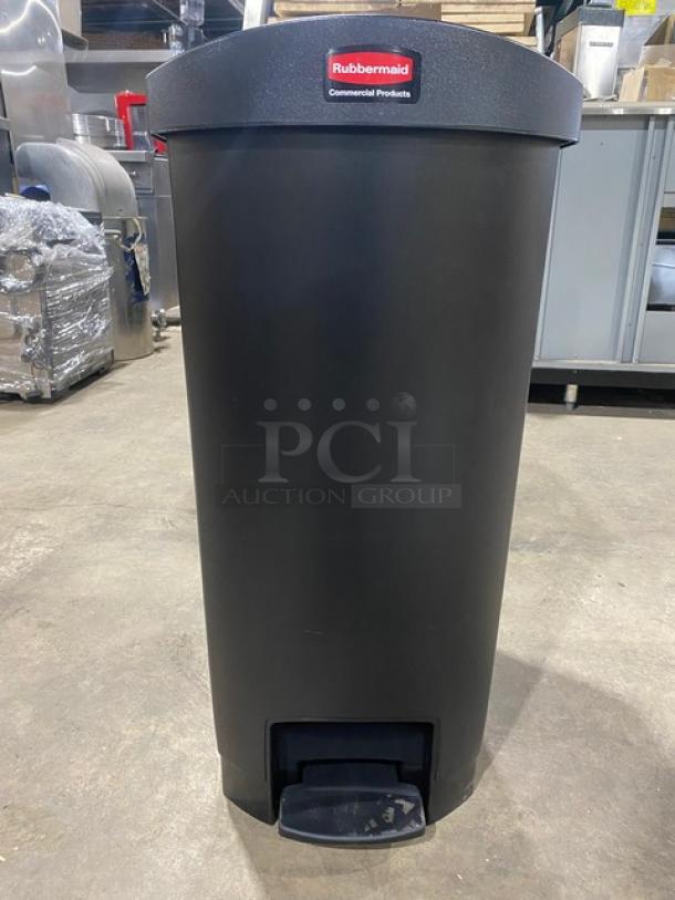 BRAND NEW! Rubbermaid Commercial Black Free-Standing Waste/Trash Container! With Step-On Lid-Open Function! - Image 2 of 8