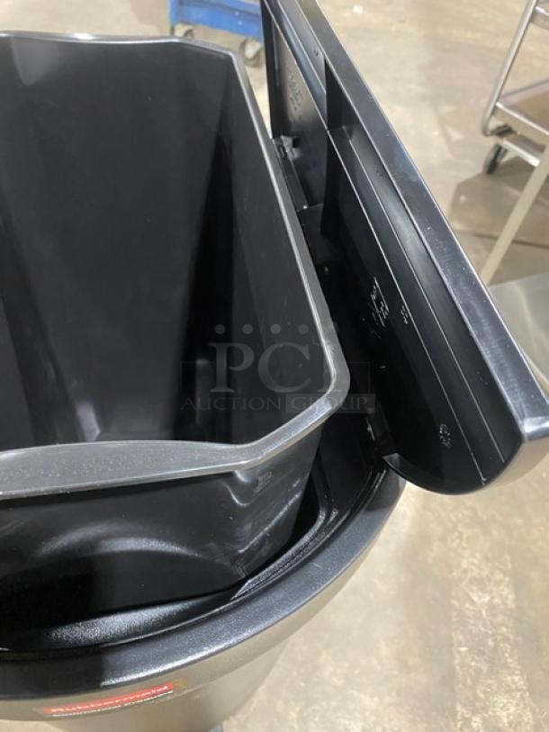 BRAND NEW! Rubbermaid Commercial Black Free-Standing Waste/Trash Container! With Step-On Lid-Open Function! - Image 6 of 8