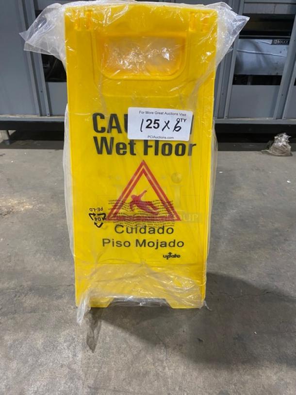 BRAND NEW! Update International Commercial Yellow "CAUTION Wet Floor" Sign! 6X Your Bid! - Image 1 of 5