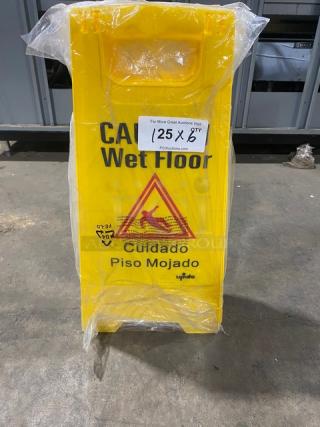 BRAND NEW! Update International Commercial Yellow "CAUTION Wet Floor" Sign! 6X Your Bid!