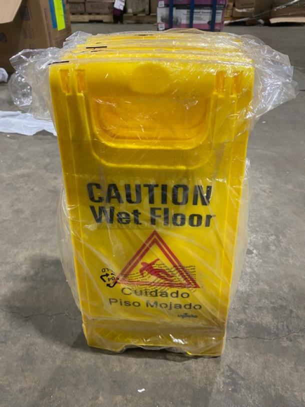 BRAND NEW! Update International Commercial Yellow "CAUTION Wet Floor" Sign! 6X Your Bid! - Image 3 of 5