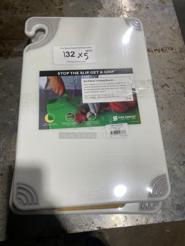 BRAND NEW! San Jamar Commercial White Saf-T-Grip Cutting Boards! 5X Your Bid! - Image 1 of 3