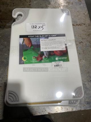 BRAND NEW! San Jamar Commercial White Saf-T-Grip Cutting Boards! 5X Your Bid!