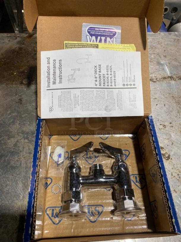 BRAND NEW! T&S Brass Commercial Deck Mounted Double Pantry Faucet! With 4" Adjustable Centers & Swivel Outlet! Model: B-0225-LN! - Image 5 of 5