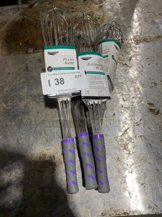 BRAND NEW! Lot Of Vollrath Commercial Stainless Steel 18" Piano Whip/Whisk! With Rubber Grip Handle! Model: 47006! ALL ONE MONEY!