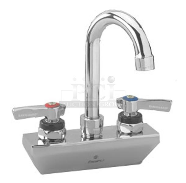 BRAND NEW! Encore Commercial Chrome Plated Backsplash Faucet! With 3" Gooseneck Spout! Model: KL45-4000! - Image 1 of 4