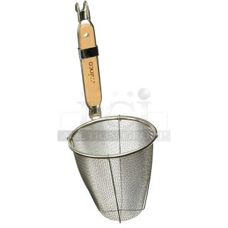 BRAND NEW! Winco Commercial Stainless Steel Single Mesh Deep Bowl Strainer! With Wooden Handle! Model: MSH-5! 6X Your Bid!