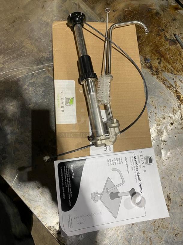 BRAND NEW! Server Commercial Stainless Steel Condiment Pump! For 6" Deep Hotel/Steamtable Pan! Model: 83400! - Image 4 of 4