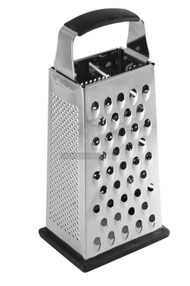 BRAND NEW! Tablecraft Commercial Stainless Steel 4-Sided Heavy-Duty Square Box Grater! With Anti-Slip Grip Handle & Base! Model: SG205BH! 5X Your Bid! - Image 1 of 5