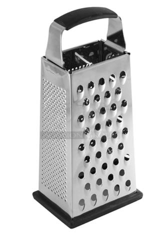 BRAND NEW! Tablecraft Commercial Stainless Steel 4-Sided Heavy-Duty Square Box Grater! With Anti-Slip Grip Handle & Base! Model: SG205BH! 5X Your Bid!
