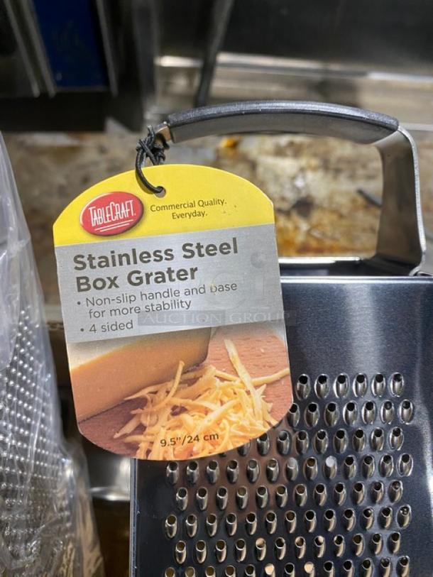 BRAND NEW! Tablecraft Commercial Stainless Steel 4-Sided Heavy-Duty Square Box Grater! With Anti-Slip Grip Handle & Base! Model: SG205BH! 5X Your Bid! - Image 5 of 5
