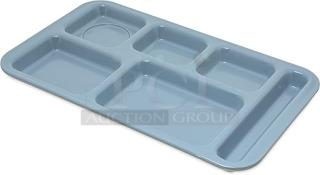 BRAND NEW! Carlisle Commercial Slate Blue Melamine Right Hand 6-Compartment 15"x9" Rectangular Cafeteria/Fast Food Tray! Model: 4398259! 12X Your Bid!