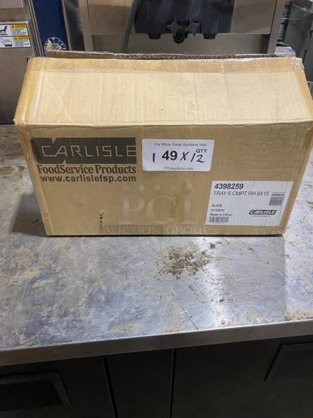 BRAND NEW! Carlisle Commercial Slate Blue Melamine Right Hand 6-Compartment 15"x9" Rectangular Cafeteria/Fast Food Tray! Model: 4398259! 12X Your Bid! - Image 2 of 6
