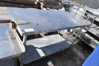 Stainless Steel Table w/ Commercial Can Opener Mount and Metal Under Shelf.