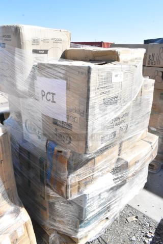 34 BRAND NEW SCRATCH AND DENT! Items Including 760SOUP6WB Choice 3 oz. White Poly Paper Cold Cup - 5000/Case, 50010DWALLW Choice 10 oz. White Smooth Double Wall Paper Hot Cup - 500/Case, 966TALLFLDN Choice Kraft Natural Tall-Fold 6" x 13" Dispenser Napkin - 8000/Case, 394365L GLOVE VINYL PFREE LG 1M, Dart C53PST1 ClearSeal Hinged Lid Plastic Container 5 3/8" x 5 1/4" x 2 5/8" - 500/Case, 127P2B Choice Black Plastic Souffle Cup / Portion Cup - 2 oz. - 2500/Case. 34 Times Your Bid!