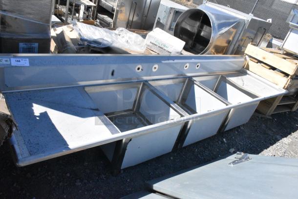 BRAND NEW SCRATCH AND DENT! Regency 600S32424224 Stainless Steel 3 Bay Sink w/ Dual Drain Boards. No Legs. - Image 2 of 8