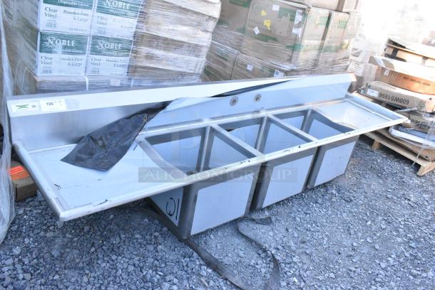 BRAND NEW SCRATCH AND DENT! Regency 600S31818224 Stainless Steel 3 Bay Sink w/ Dual Drain Boards. No Legs. - Image 1 of 8