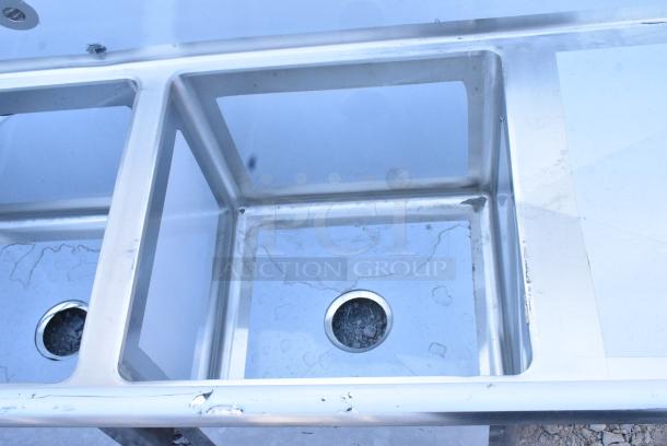 BRAND NEW SCRATCH AND DENT! Regency 600S31818224 Stainless Steel 3 Bay Sink w/ Dual Drain Boards. No Legs. - Image 4 of 8
