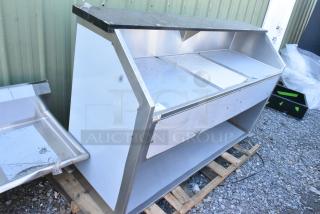 BRAND NEW SCRATCH AND DENT! Regency 600PB74B 74" Basic Stainless Steel Portable Bar with Two Removable Speed Rails and Ice Bin