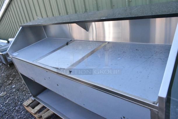 BRAND NEW SCRATCH AND DENT! Regency 600PB74B 74" Basic Stainless Steel Portable Bar with Two Removable Speed Rails and Ice Bin - Image 4 of 5