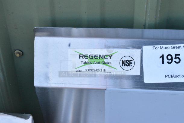 BRAND NEW SCRATCH AND DENT! Regency 600S22424218 98" 16 Gauge Stainless Steel Two Compartment Commercial Sink with 2 Drainboards - 24" x 24" x 14" Bowls. No Legs. - Image 7 of 7