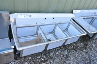 BRAND NEW SCRATCH AND DENT! Steelton 522CS31818 59 1/2" 18-Gauge Stainless Steel Three Compartment Commercial Sink without Drainboard - 18" x 18" x 12" Bowls. No Legs.
