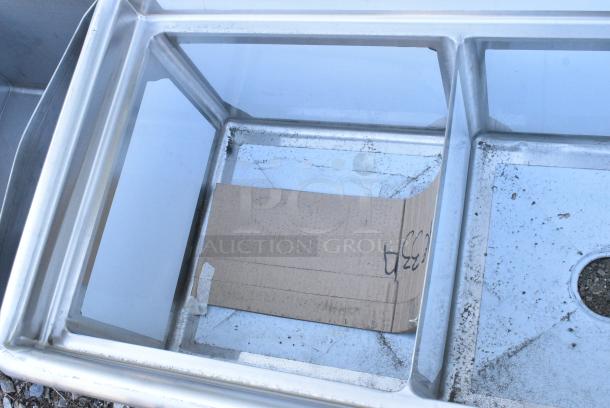 BRAND NEW SCRATCH AND DENT! Steelton 522CS31818 59 1/2" 18-Gauge Stainless Steel Three Compartment Commercial Sink without Drainboard - 18" x 18" x 12" Bowls. No Legs. - Image 5 of 6