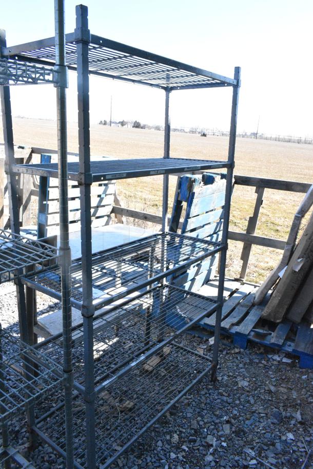 Gray Finish Metal 5 Tier Shelving Unit. BUYER MUST DISMANTLE. PCI CANNOT DISMANTLE FOR SHIPPING. PLEASE CONSIDER FREIGHT CHARGES. - Image 1 of 6