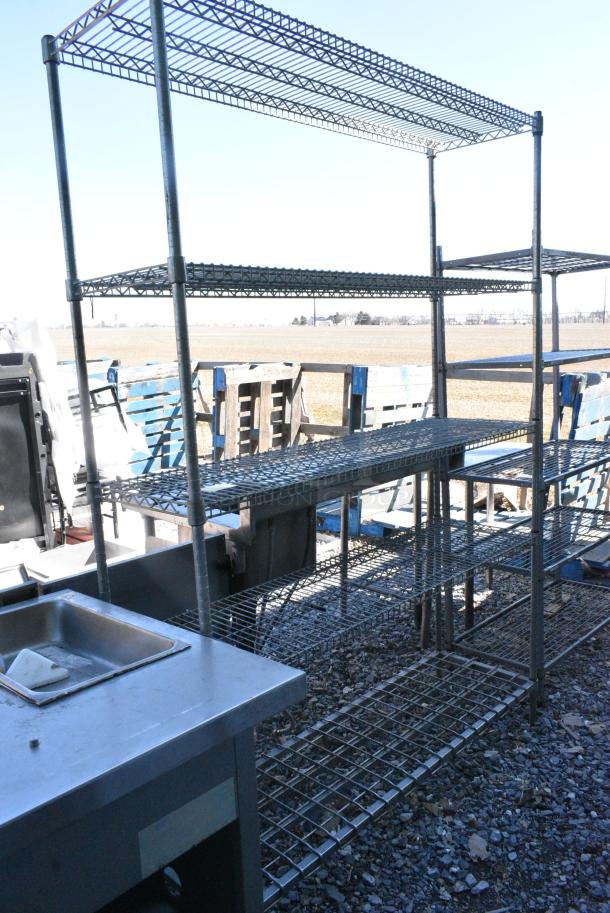Chrome Finish Metal 5 Tier Shelving Unit. BUYER MUST DISMANTLE. PCI CANNOT DISMANTLE FOR SHIPPING. PLEASE CONSIDER FREIGHT CHARGES. - Image 2 of 5