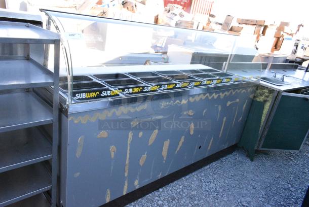 Duke Stainless Steel Subway Sandwich Make Line Prep Table w/ Curved Glass and Poly Drop in Bins. 115 Volts, 1 Phase. - Image 1 of 4