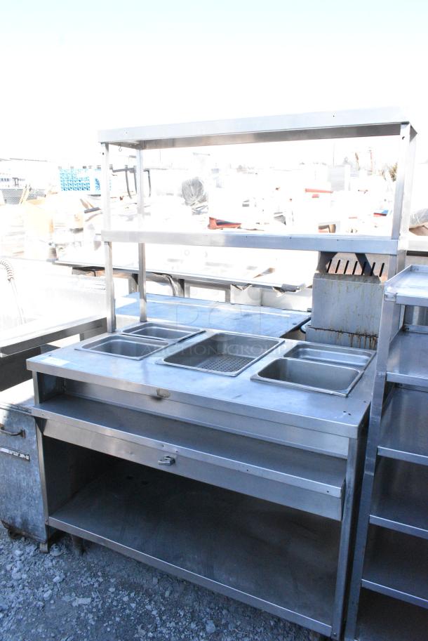 Stainless Steel Steam Table w/ 2 Tier Over Shelf and Under Shelf. - Image 1 of 5