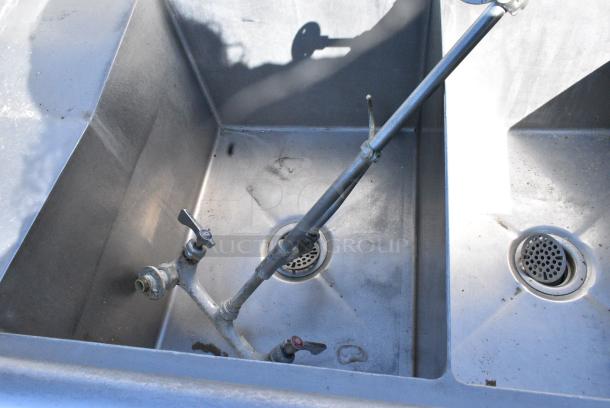 Dual Stainless Steel 3 Bay Sink w/ Dual Drain Boards, Handles and Spray Nozzle. - Image 6 of 8